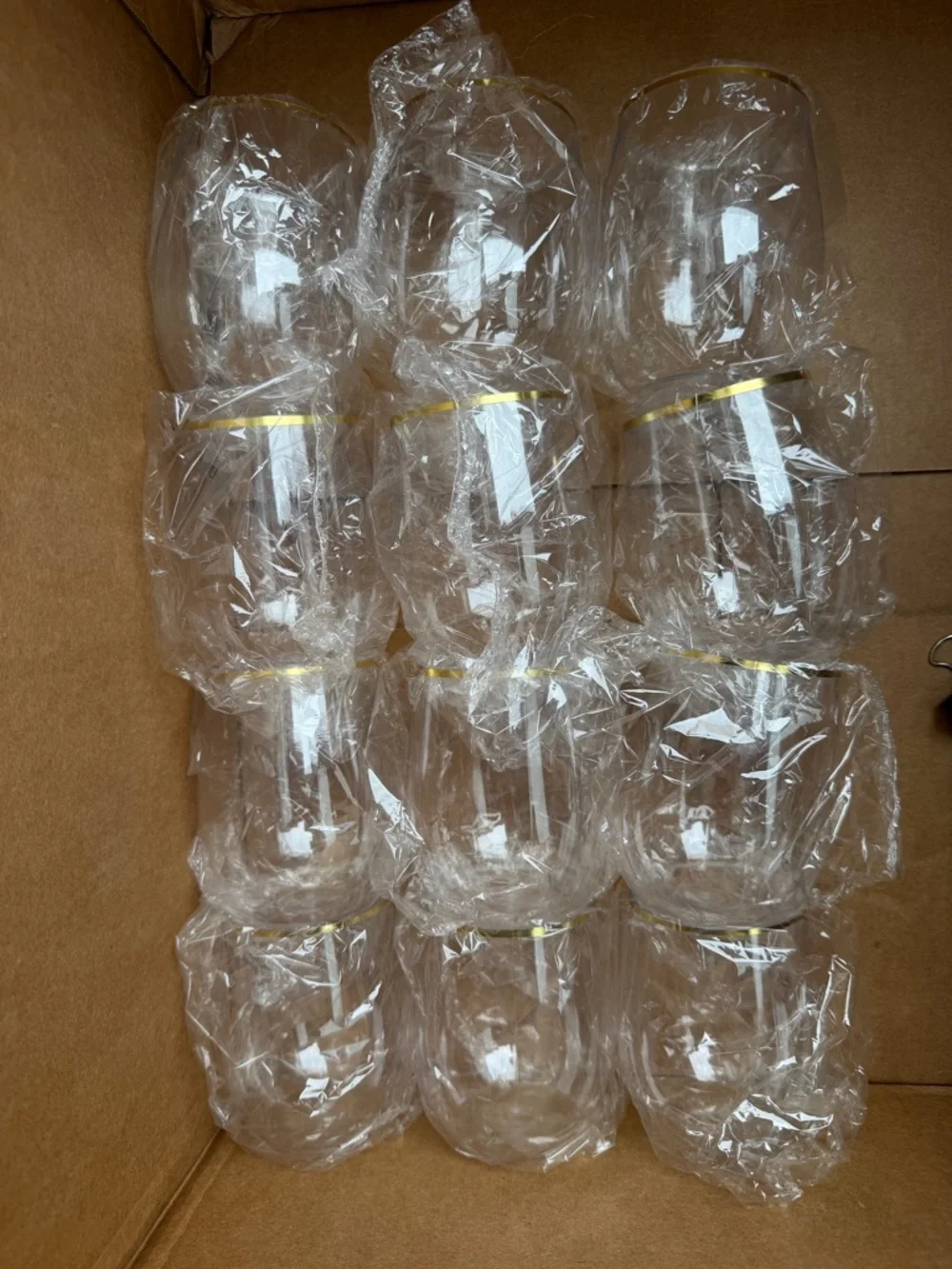 Reli Stemless Wine Glasses (Gold-Rimmed) 20 Count Box + 12 more glasses!